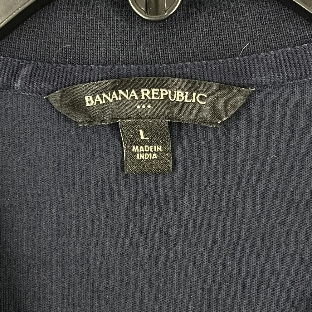 BANANA REPUBLIC LUXE TOUCH POLO SHIRT MENS L PREPPY NAVY‎ GOLF CASUAL QUICK-DRY